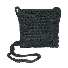 This handmade crochet nylon crossbody bag is so versatile. Whether you use this as a shoulder bag or a crossbody, it is certain to become a favorite! The lightweight styling with a crochet finish adds a fresh updated finish to this classic look. The interior features numerous pockets to keep you organized including 3 card slots, 2 slip pockets, and a zippered pocket. This would make a great gift for your loved one or a nice addition to your handbag collection. You can wear this while running err Black Shoulder Bag With Mobile Phone Pocket For Summer, Black Shoulder Bag With Mobile Phone Holder For Summer, Black Mobile Phone Shoulder Bag For Summer, Black Mobile Phone Bag For Vacation, Black Woven Crossbody Shoulder Bag, Black Crossbody Shoulder Bag For Vacation, Casual Crochet Crossbody Bag With Adjustable Strap, Black Crochet Crossbody Bag For Summer, Trendy Crochet Crossbody Shoulder Bag