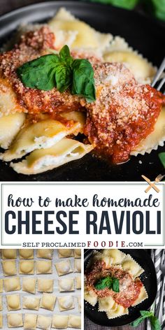 how to make homemade cheese ravioli with spinach leaves and parmesan cheese