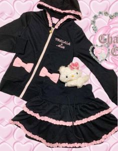 Kawaii Oversized Top Zip Hoodie Femme  Pink Bow Streetwear Cute Suit Sweet Girl Lace Y2k Tops Winter Lace Y2k, Mcbling Fashion, Cute Pajama Sets, Y2k Tops, Gyaru Fashion, Future Outfit, Winter Tops, J Fashion, Oversized Top