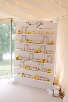 a white table topped with lots of desserts