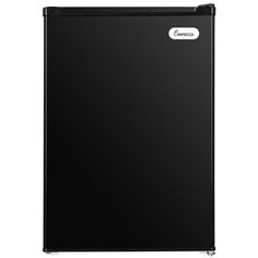 a black refrigerator freezer sitting on top of a white wall