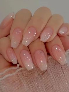 Kutek Disney, Ballet Nails, Milky Nails, Valentine Nails, Nagel Tips, Easy Nails, Coffin Press On Nails, Gradient Nails, Pink Nail