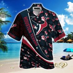 Celebrate your love for the Houston Texans and the summer season with our NFL-Summer Hawaii Shirt! This vibrant and stylish shirt features a stunning tropical flower pattern that will transport you to the beautiful beaches of Hawaii. Designed to cater to both men and women, this shirt is the perfect addition to your game day wardrobe or a casual day out in the sun. Constructed with the utmost attention to detail, this shirt is made from high-quality materials to ensure durability and comfort. Th Tropical Flower Pattern, Tropical Flowers Pattern, Tropical Climate, Tropical Flower, Houston Texans, Summer Fabrics, Hawaii Shirt, Hawaiian Shirts, Beach Shorts