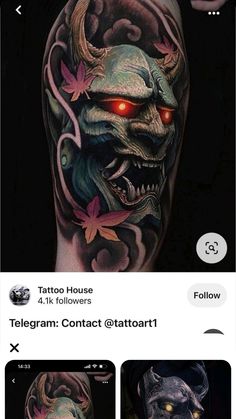 an image of some tattoos on someone's arm and head, with the caption below it