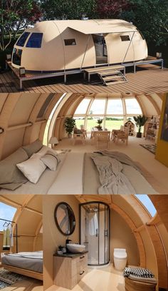 the inside and outside of a futuristic home