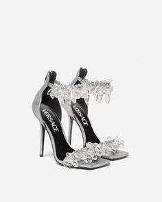 Vintage Versace Heels, Versace Aesthetic, Versace Heels, Versace Fashion, Crystal Heels