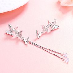 Color: B340-Ear Studs Silver Alloy Crystal Earrings, Ear Studs, Sense, Color