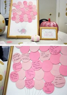 pink and gold confetti themed baby shower