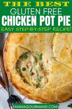 a chicken pot pie with a slice cut out