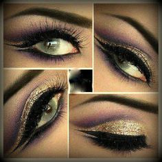 Great for a cleopatra or Egyptian goddess costume! (if you want something other than the standard blue & black combo) Elven Makeup, Egyptian Eye Makeup, Medusa Makeup, Cleopatra Makeup, Golden Eye Makeup, Egyptian Makeup, Portfolio Shoot, Egyptian Eye, Dance Makeup