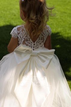 Lace Flower Girl Dress With Satin Bow, Fits Ages 1, Classic Lace and Satin Bow Flower Girl Dress - Etsy Baby Flower Girl Dress, Ivory Girls Dress, Lace Flower Girl Dress, First Birthday Dresses, Puffy Skirt, Toddler Flower Girl Dresses, First Communion Dress, Infant Flower Girl Dress