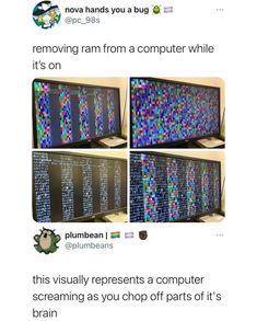 a computer screen with the words, removing ram from a computer while it's on