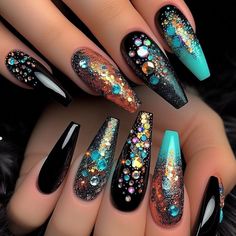 Nails Black Coffin, Coffin Nails Black, Coffin Nails Short, Classy Coffin Nails, Nails Extra