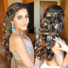 a woman with long hair and flowers in her hair is looking at the camera while wearing a white dress