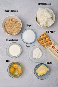 the ingredients to make an oatmeal smoothie laid out in bowls