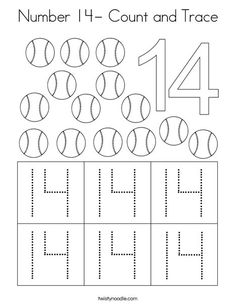 the number 4 count and trace worksheet for children to practice numbers 1 - 10