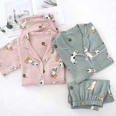 The Cartoon Animal Pajama Set Original Pajamas are breathable, lightweight and perfectly suitable for people with skin sensitivities. The excellent quality allows you to put them in the washing machine without fear of destroying them. We are passionate about fabric and textile materials and have thus created the best, most comfortable yet practical line of pajamas. This loungewear is all you need to help relax at home. They are soft and easy to touch which projects versatility and effortless gra Winter Sleepwear, Animal Pajamas, Cat Pajamas, Comfortable Pajamas, Cotton Pajamas, Night Dress For Women, The Cartoon, Cotton Pajama Sets, Print Pajamas