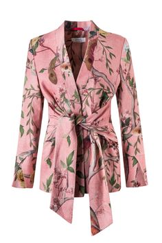 PARAISO ROSE BLAZER — Maison Alma Street Styl, Wrap Blazer, Interior Design Fabric, Garment Fabric, Green Blazer, Neckline Designs, Romantic Design, Wrap Coat, Most Romantic