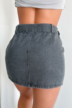 Growing Distant Belted Denim Mini Skirt (Washed Black) · NanaMacs Casual High Waist Skort With Frayed Hem, High-waisted Denim Skirt With Elastic Waistband, High-waist Denim Skirt With Elastic Waistband, Fitted Denim Skirt With Elastic Waistband, Non-stretch Dark Wash Denim Mini Skirt, Denim Skirt Bottoms For Day Out, Chic High Waist Dark Wash Mini Skirt, Dark Wash High Waist Lined Skirt, Relaxed High Waist Denim Skirt For Day Out