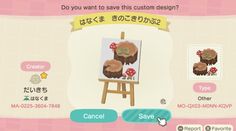 an animal crossing game screen with the caption do you want to save this custom design?