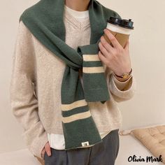 Color: Green-Rice Green Rice, Outer Women, Warm Scarf, Bird In Bag, Winter Knits, Wool Scarf, Olivia Mark, Head Scarf, Autumn And Winter