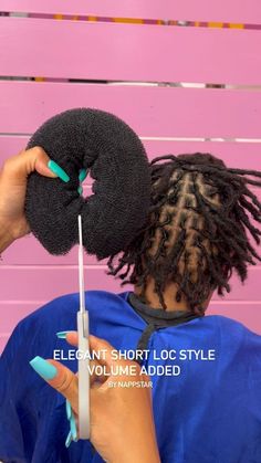 Annette Roche | Your Locs are never too short for a style ✨ book your appointment www.NappStar.com #locs #locstylesforwomen | Instagram Short Sisterlocks Mohawk, Short Loc Styles For Women With Shaved Sides, Loc French Roll Updo, Neck Length Locs Styles Black Women, Christmas Locs Hairstyles, Loc Updo Styles Short Women, Protective Dreadlock Styles, Long Loc Updos For Women, Loc Petal Mohawk