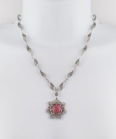 "Handmade 925 Sterling Silver Genuine Pink Rhodonite Gemstone Artisan Crafted Filigree Necklace 18\", 20\", 24\" Material: 925 Solid Sterling Silver Genuine Rhodonite Gemstone Dimensions: 15 mm, Round, Approximate Total Carat Weight: 10 Handmade Chain Necklace Length: Choice of 18 inches, 20 inches or 24 inches Approximate Necklace Weight: 18 inches: 19.5 grams, 20 inches: 20.8 grams, 24 inches: 23.4 grams Center Floral Piece Length: 1.20 inches, Width: 1.20 inches Clasp: Lobster claw Finishing: Traditional Oval Cabochon Necklaces, Traditional Oval Cabochon Necklace, Traditional Cabochon Necklace For Formal Occasions, Traditional Formal Cabochon Necklace, Ornate Cabochon Round Pendant Jewelry, Ornate Round Cabochon Pendant Jewelry, Ornate Round Pendant Cabochon Jewelry, Artisan Round Filigree Jewelry, Traditional Necklace With Cabochon Round Pendant