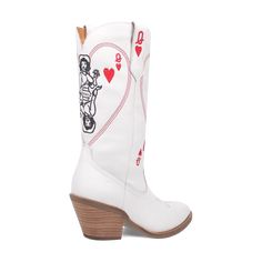 Step into western royalty, where everything is coming up roses with our Queen A Hearts boot from Dingo1969. Featuring unique and stately stitching throughout the shaft and a 2-1/4 inch heel, the 12-inch Queen A Hearts ensures no matter the hand you play, you're sure to win. Dolly Shirt, Coming Up Roses, Leather Boot, 4 Inch Heels, Printing Labels, Thing 1 Thing 2, Sales Gifts, Fashion Boots, To Win