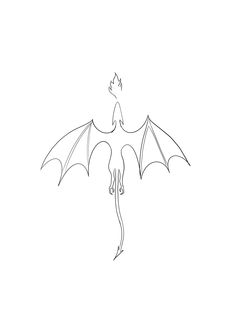 a black and white drawing of a flying dragon