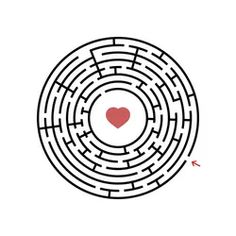 a heart is in the middle of a maze