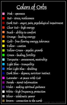 This site is what I reference when I notice orbs in my photos. Color Meanings, Aura Colors, Les Chakras, Spell Book, Reiki Healing, Color Wheel, Empath, Book Of Shadows, Energy Healing