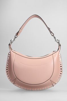 Naoko Shoulder bag in rose-pink leather, adjustable shoulder strap, zip clousure, studs detail, embossed logo, handle, Made in Tunisia, 100% leather, Height 260 mm, Width 330 mm Pink Double Handle Shoulder Bag With Palladium Hardware, Pink Shoulder Bag With Palladium Hardware And Double Handle, Pink Leather Bag With Metal Hardware, Pink Leather Shoulder Bag With Detachable Handle, Pink Leather Shoulder Bag With Metal Hardware, Pink Top Handle Shoulder Bag With Metal Hardware, Pink Crossbody Shoulder Bag With Palladium Hardware, Isabelle Marant, Isabel Marant Sneakers