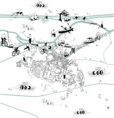 an illustrated map shows the location of various vehicles and people in different places around it