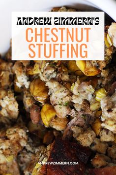 Andrew Zimmern Cooks: Chestnut Stuffing Recipe - Andrew Zimmern Chestnut Stuffing Thanksgiving, Chestnut Stuffing Recipes, Chestnut Dressing, Waterchestnut Recipes, Traditional Turkey Stuffing, Turkey Brining, Stuffing For Thanksgiving, Vegetarian Stuffing