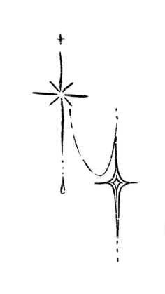 the cross is drawn in black ink on a white background with an arrow pointing up at it