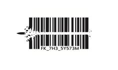 a barcode with the word f k on it and an image of a bird