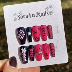 Handmade Stray Kids Rock Star Comeback Press on Nails Stray Kids Press Stray Kids Nails, Rock Star Nails, K Pop Nails, Idol Nails, Kids Nails, Kids Nail Designs, Asian Nails, Really Cute Nails