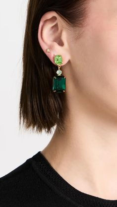 Jennifer Behr Justine Earrings | Shopbop Irene Neuwirth Jewelry, White Hoop Earrings, Gem Drop Earrings, Beauty Calendar, The Bling Ring, Green Gem, Jennifer Behr, Tourmaline Earrings, Gem Earrings