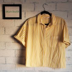 Nwt Zara Trafaluc Yellow Vertical Striped Button Down Cropped Shirt. Size Xl. Blouse Button-Down Stripes Casual Cropped Comfy Cute Yellow Beach Shirt With Button Closure, Beach Yellow Shirt With Button Closure, Summer Yellow Cotton Shirt, Yellow Cotton Summer Shirt, Yellow Cotton Button-up Shirt, Yellow Beach Top With Buttons, Yellow Summer Shirt With Buttons, Yellow Button-up Vacation Tops, Yellow Summer Shirt With Button Closure