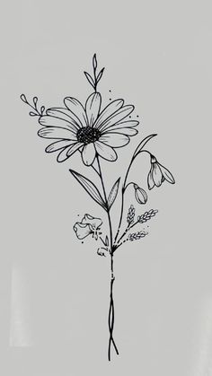 a black and white drawing of a flower