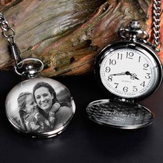 Pocket Watch Photo Engraved Necklace Anniversary Personalized Gift Custom Pocket Watch  -Birthday Gift Graduation Gift for Son or familyOur classic style  personalized pocket watch is the perfect gift for any man in your life. Personalized gifts for groomsmen, Best man, Groom or Husband, or any special Occasion. This Quartz watch features an attractive finish, a push button opening, this customized gift will make for a memorable gift or Anniersary gift. Sturdy chain and clip included for safe ke Engraved Round Pocket Watch For Anniversary, Vintage Pocket Watch Gift, Vintage Black Pocket Watch Gift, Silver Watch For Valentine's Day Gift, Silver Watches For Valentine's Day Gift, Personalized Silver Watches, Silver Valentine's Day Gift Watches, Stainless Steel Pocket Watch As Gift, Stainless Steel Pocket Watch With Round Dial For Gift