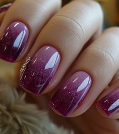 Ombre Nails With Purple, Short Nails Ombre Colour, Purple Ombre Gel Nails, Plum Ombre Nails, Winter Purple Nails, Fall Ombre Nails Burgundy, Plum Fall Nails, Light Purple Nail Ideas, Purple Ombre Nail Designs