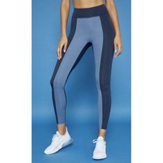 This Is A Great Pair Of Ultracor Yoga/Workout Leggings. The Resistance Perforated Side Legging In Eclipse/Dusk (Navy And Light Blue Colorblock). Bandier Exclusive. Size Xs Brand New With $165 Tags, Flawless Blue Stretch Mesh Bottoms, Blue Mesh Athleisure Bottoms, Blue Mesh Bottoms Athleisure, Blue Mesh Bottoms Athleisure Style, Fitted Color Block Blue Bottoms, Navy Sports Leggings, Blue Color Block Sports Bottoms, Blue Color Block Athleisure Bottoms, Dark Green Leggings