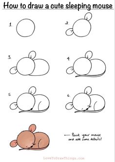 how to draw a cute sleeping mouse step by step drawing instructions for kids and beginners