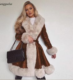 Splicing Faux Fur Long Coat V-Neck Lace-Up on Storenvy Faux Fur Long Coat, Fur Long Coat, Oxford Shoes Style, Glitters Skirt, Long Faux Fur Coat, Maxi Dresses Fall, Black Shoes Women, Knee High Leather Boots, Women Long Sleeve Tops