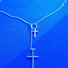 "Double Cross Necklace Pendant Chain Crucifix  Silver Plated Adjustable Chain Length: 40cm + 5cm extender (18\") chain Pendants Size approx 10mm x 15mm and 20mm x 25mm" Adjustable Cross Necklace With Lobster Clasp, Adjustable Silver Chain Necklace Gift, Adjustable Cross Chain Necklace, Adjustable Sterling Silver Charm Necklace With Chain, Adjustable Silver Cross Charm Necklace, Sterling Silver Cross Chain Necklace With Adjustable Chain, Adjustable Silver Cross Necklace With Clavicle Chain, Silver Cross Lariat Necklace With Adjustable Chain, Sterling Silver Cross Charm Necklace With Adjustable Chain