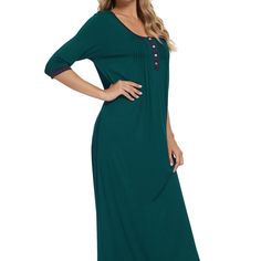 This chic long nightgown is an essential for your wardrobe. It is perfect for loungewear, nightwear, sleepwear, home bedroom, daily wear, etc.This pajamas dress for women is soft, lightweight, breathable and comfortable to wear as,and this soft sleepwear will keep you comfortable all night long.No matter the cozy bedtime, casual home relax, laze afternoon, comfy bath, the soft and lightweight women's nightdress could company with you all the time.The pajama dress also be a perfect gift for your Elegant Maxi Length Sleepwear, Comfortable Long Sleeve Sleep Dresses, Elegant Maxi Length Sleepwear For Loungewear, Green Long Sleeve Sleep Dress, Casual Green Maxi Dress For Loungewear, Green Long Sleeve Nightgown For Sleep, Green Maxi Dress For Loungewear, Spring Maxi Length Sleepwear, Green Long Sleeve Nightgown For Loungewear