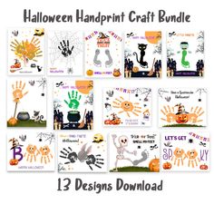 halloween handprint craft bundle with 12 designs