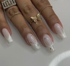 Acrylic Square Nail Designs, French Tip With Bling, Simple Acrylic, Casual Nails, Nail Idea, Soft Nails, Bday Cake, Square Acrylic Nails, Minimalist Nails