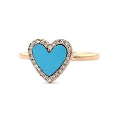 Halo Heart Ring, Natural Turquoise Heart Ring, Solid 18K Yellow Gold, Valentine's Gifts, Surprise Gifts, Gifts For Wife, Promise Ring ≫ Features * Items Code:- SGR01831  * Solid 18K Gold with stamped * 14K also available - Additional fees may apply) * More options in gold color:- Rose gold, yellow gold, White gold * Diamonds Wt: 0.13 ct. * Diamond Color: G-H * Diamonds Clarity: SI * Diamonds Cut: Brilliant * Turquoise Wt.: 0.35 ct. * Ring Size: 3 to 10 US (All sizes available)   ≫ FAQ below for Heart Halo Ring, Turquoise Heart Ring, Turquoise Heart, Tiny Earrings, Diamond Color, Natural Turquoise, White Rose Gold, Surprise Gifts, Diamond Clarity